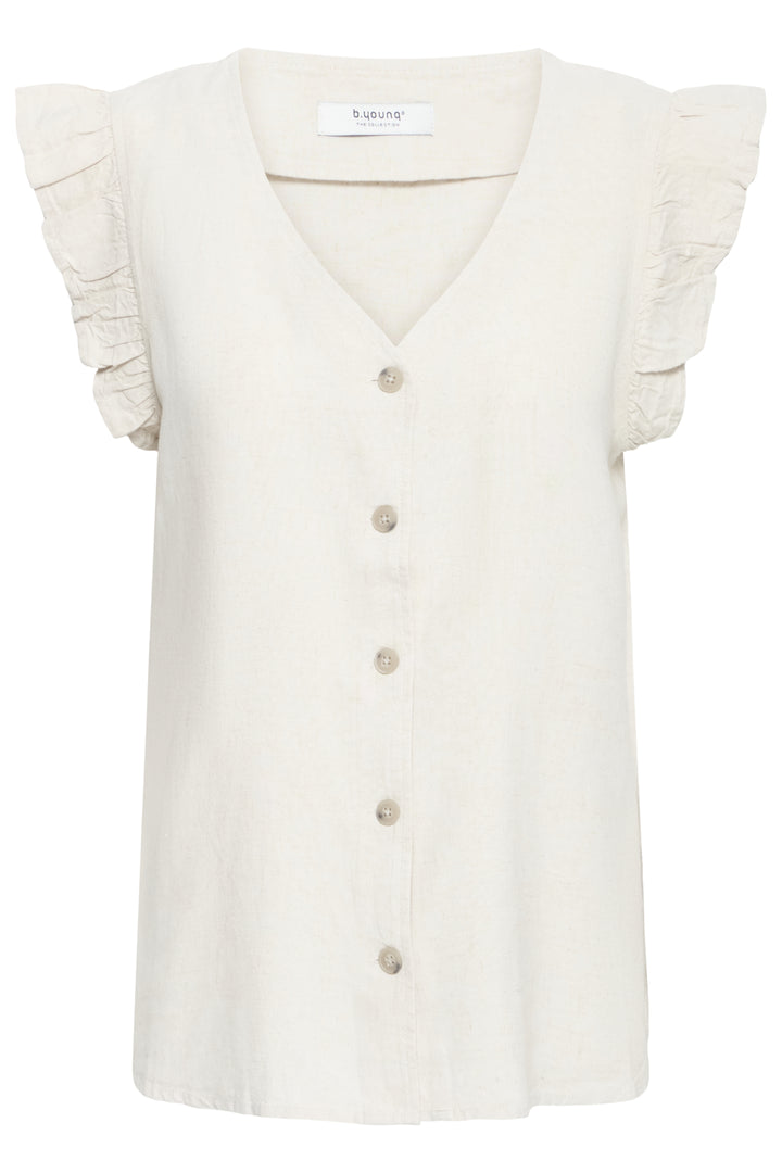 BYFALAKKA RUFFLE SHIRT - Rainy Day Melange