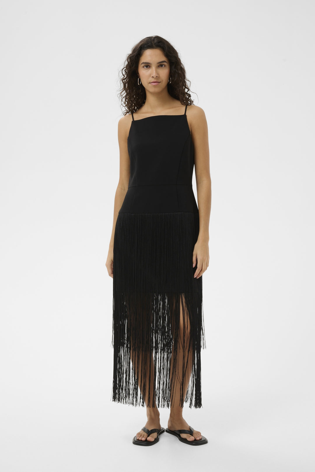CHARLEENE FEST FRINGE DRESS - Black
