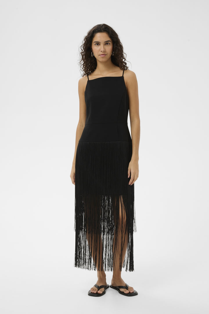 CHARLEENE FEST FRINGE DRESS - Black