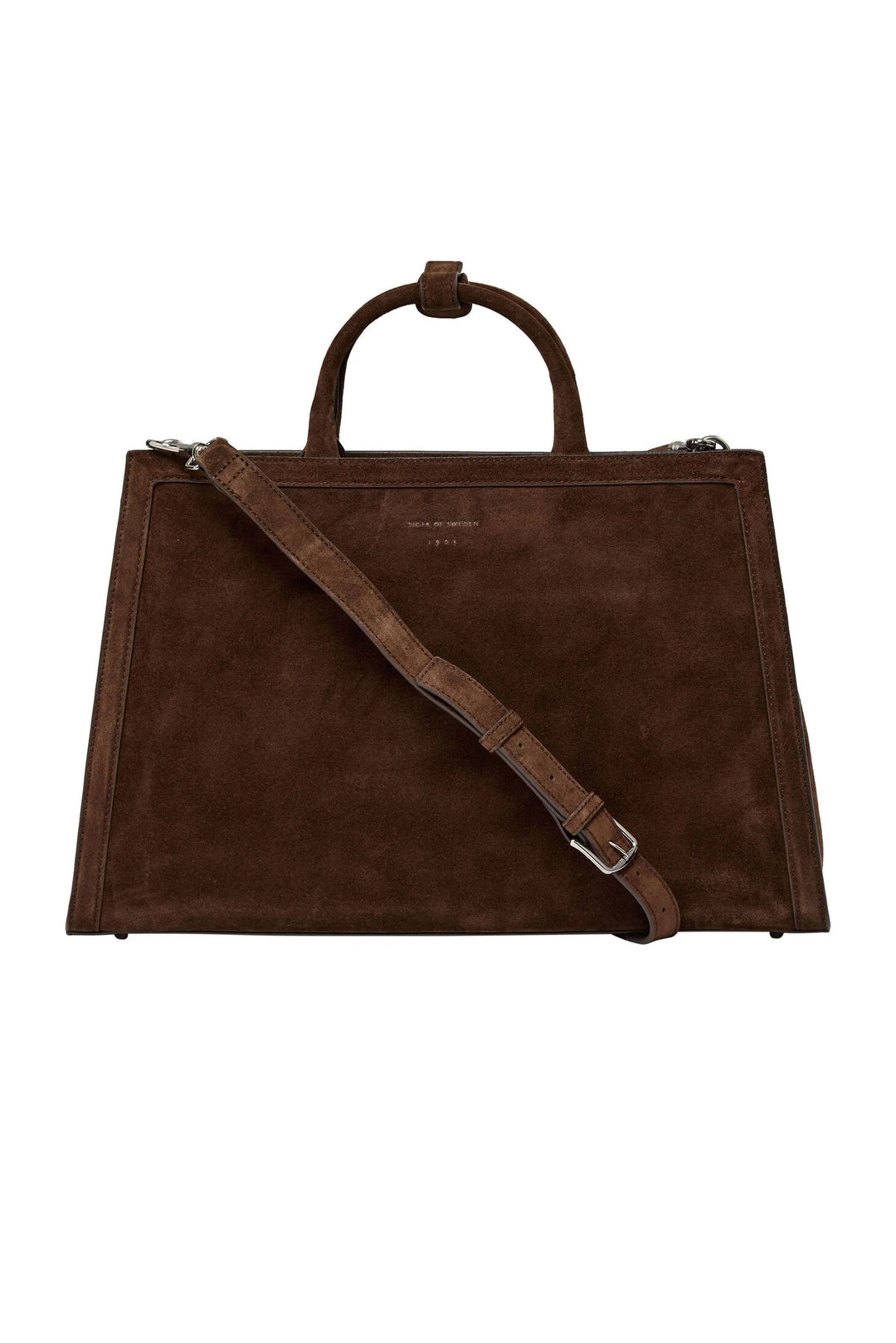 Acori Suede Leather Office Bag - Dark Brown