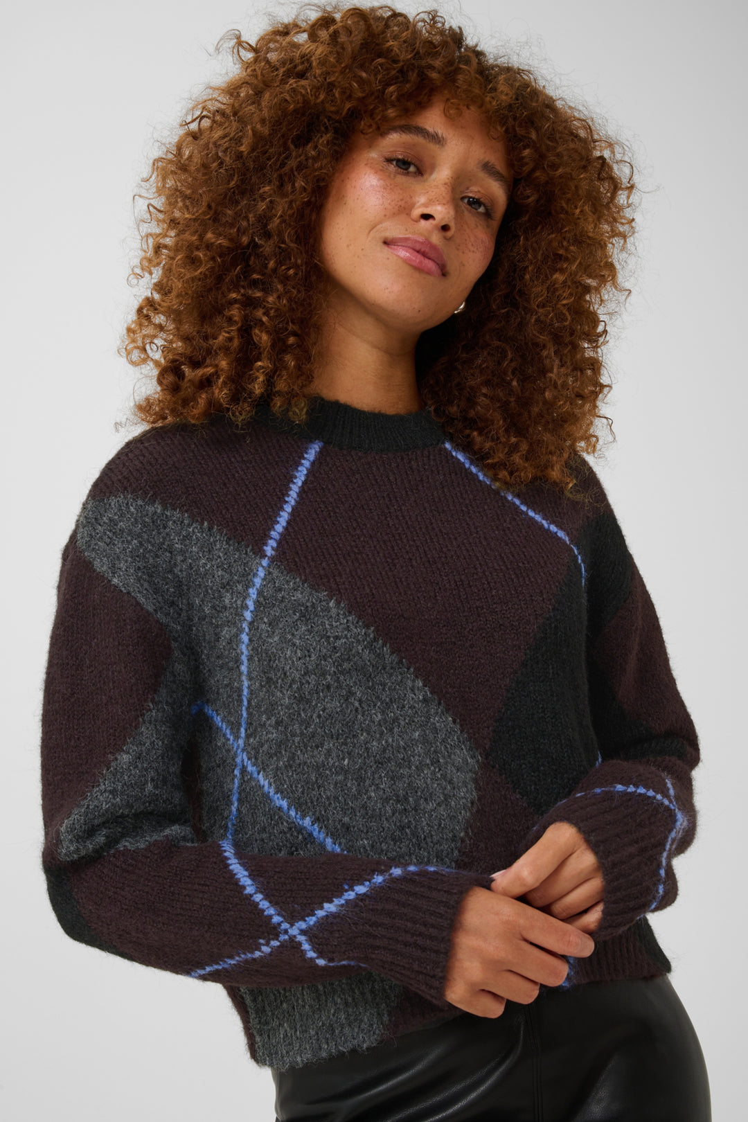 KAgrith Knit Pullover - Dark grey melange / Fudge