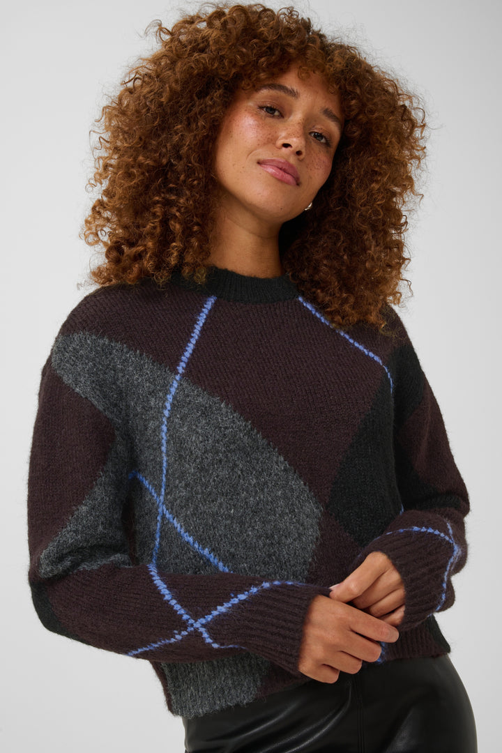 KAgrith Knit Pullover - Dark grey melange / Fudge