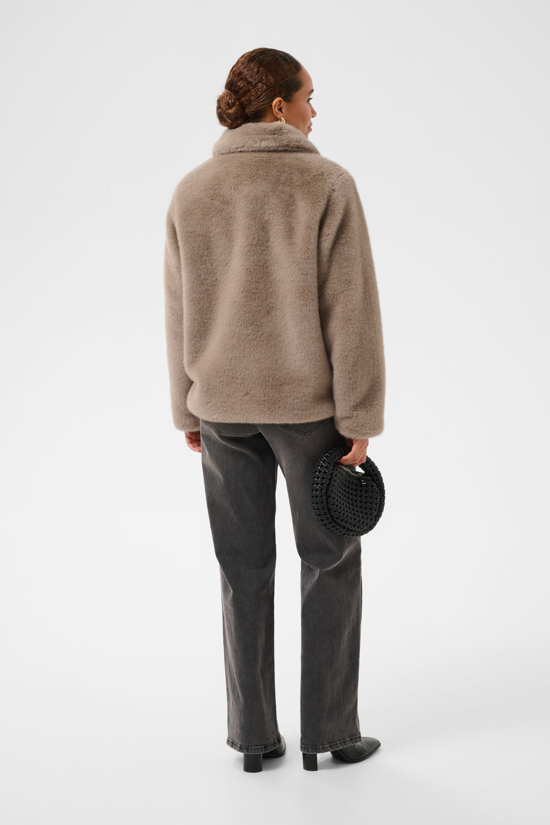 KArosa Fake Fur Jacket - Taupe Gray