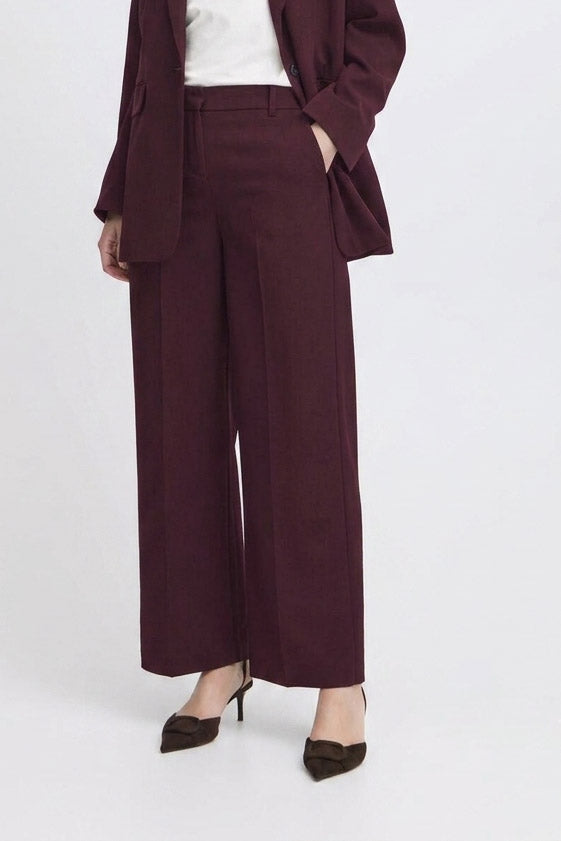 BYDANTA WIDE LEG PANT 2 CROP - Fig Melange