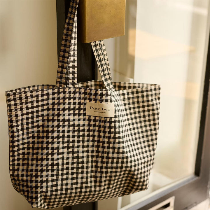Canvas Bag Boat Shape - Check black