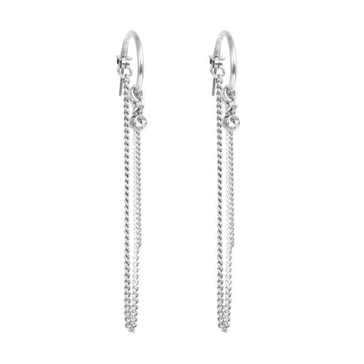 Earring Chrystal Chains Shiny Facets - Silver