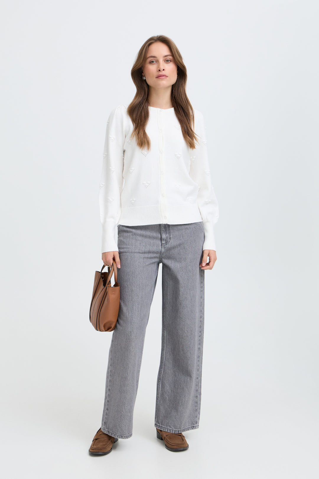 BYMANINA STRUCTURE CARDIGAN - Marshmallow Melange