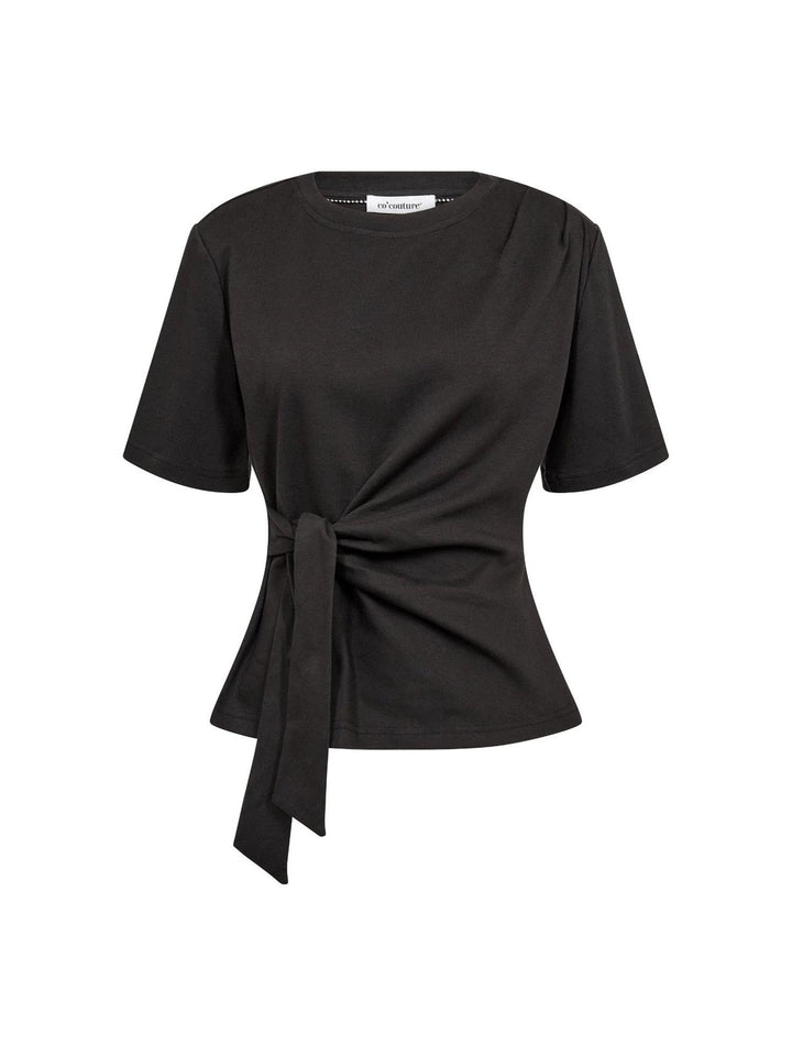 Oriane Pleat Tie Tee - Black