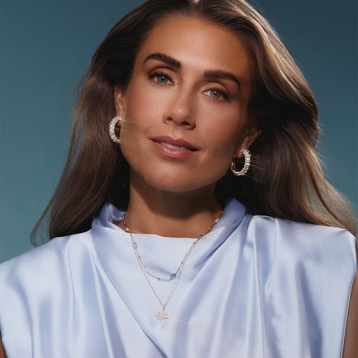 Blue Sky Short Necklace by Tone Damlie - Gold/Blue/Pearls