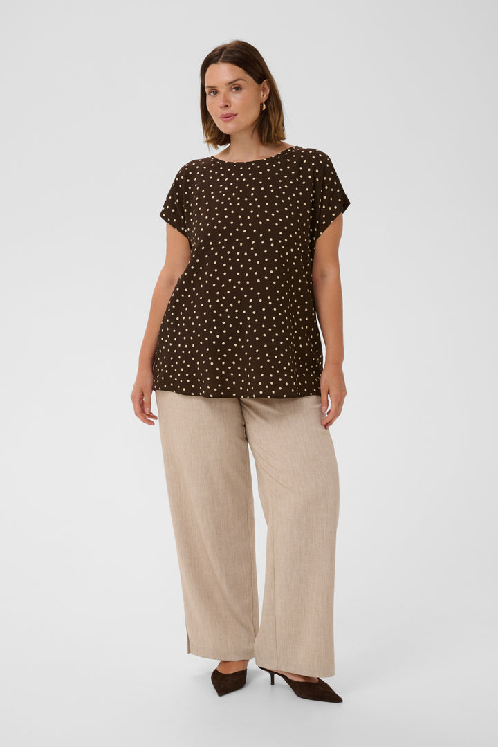 KCmila Printed Blouse - Coffee Bean Turtledove Dot