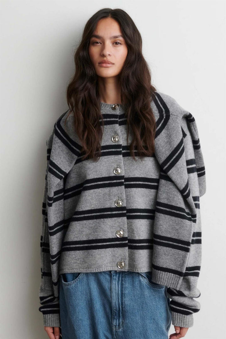 Alphaline Knit Cardigan - Mid Grey Melange