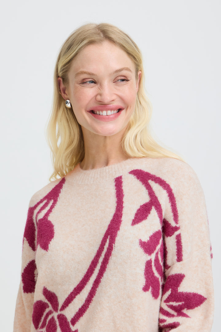 BYomea Flower Jumper 4 - BIRCH/PINK ROSE