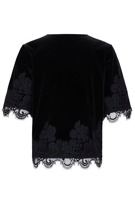 BYPERLINA LACE HEM BLOUSE - Meteorite