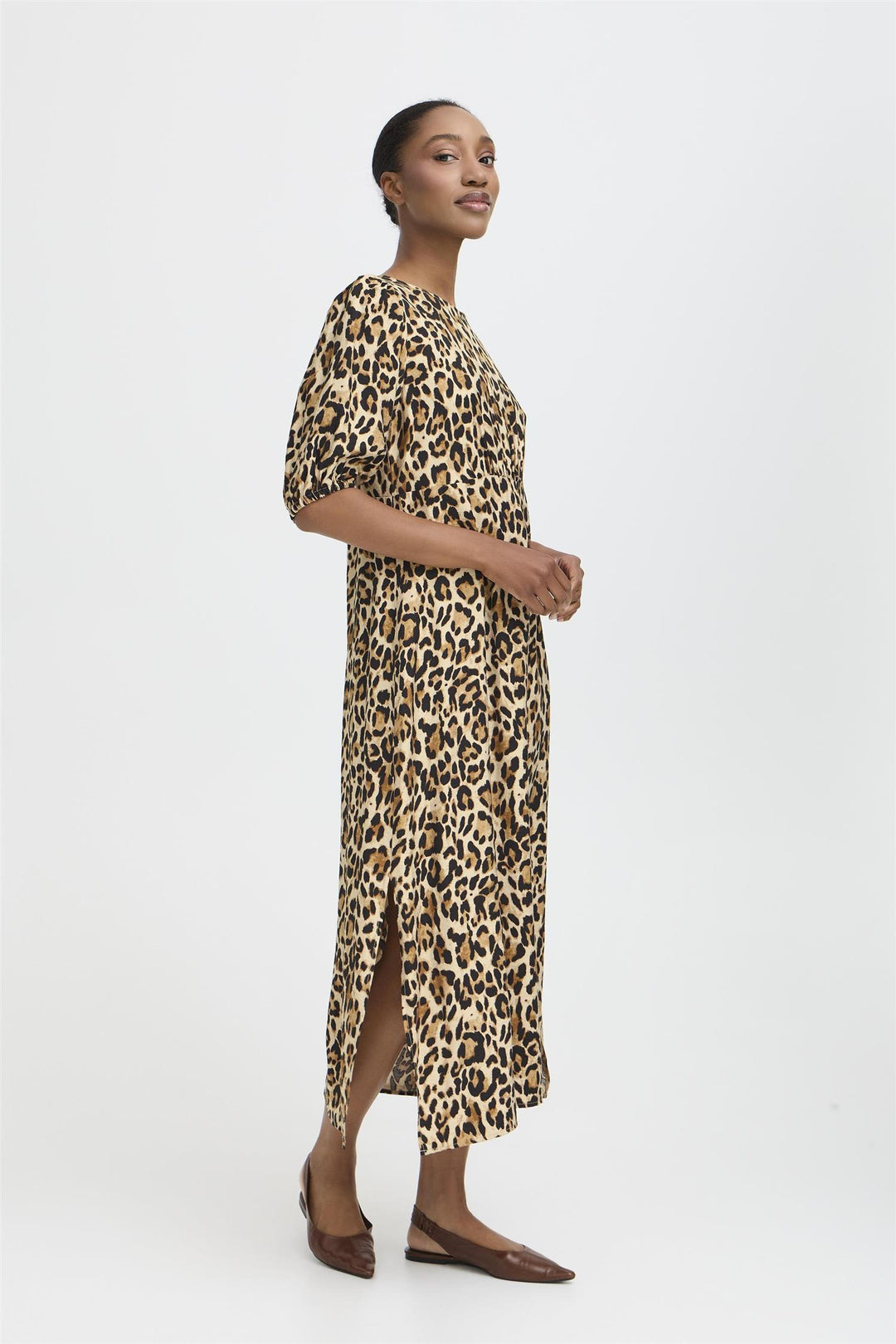 BYIHAMMA LONG DRESS 2 - Humus Leopard Mix