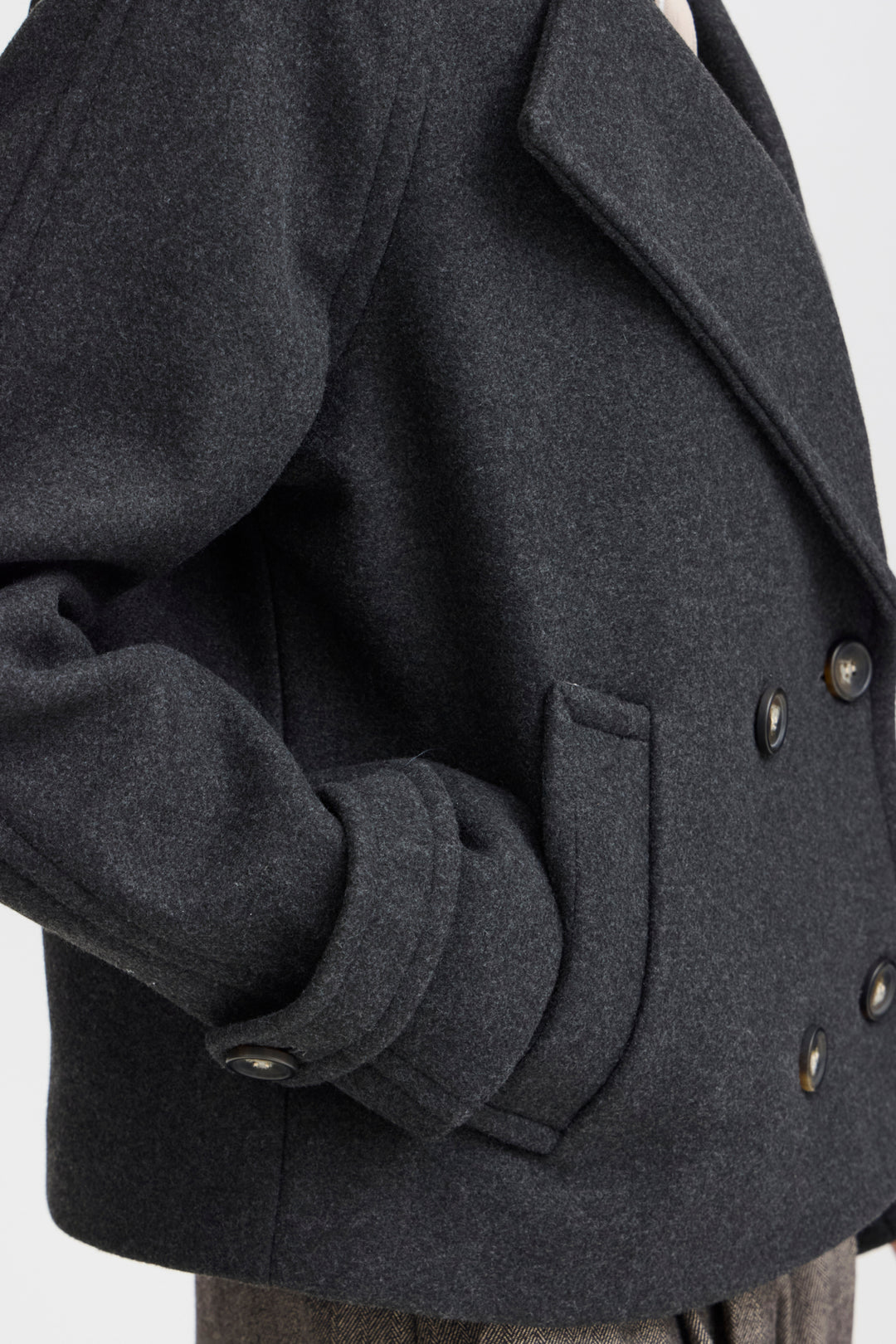 BYCILIA CABAN JACKET - Black melange