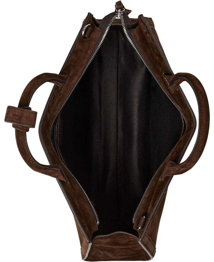 Acori Suede Leather Office Bag - Dark Brown