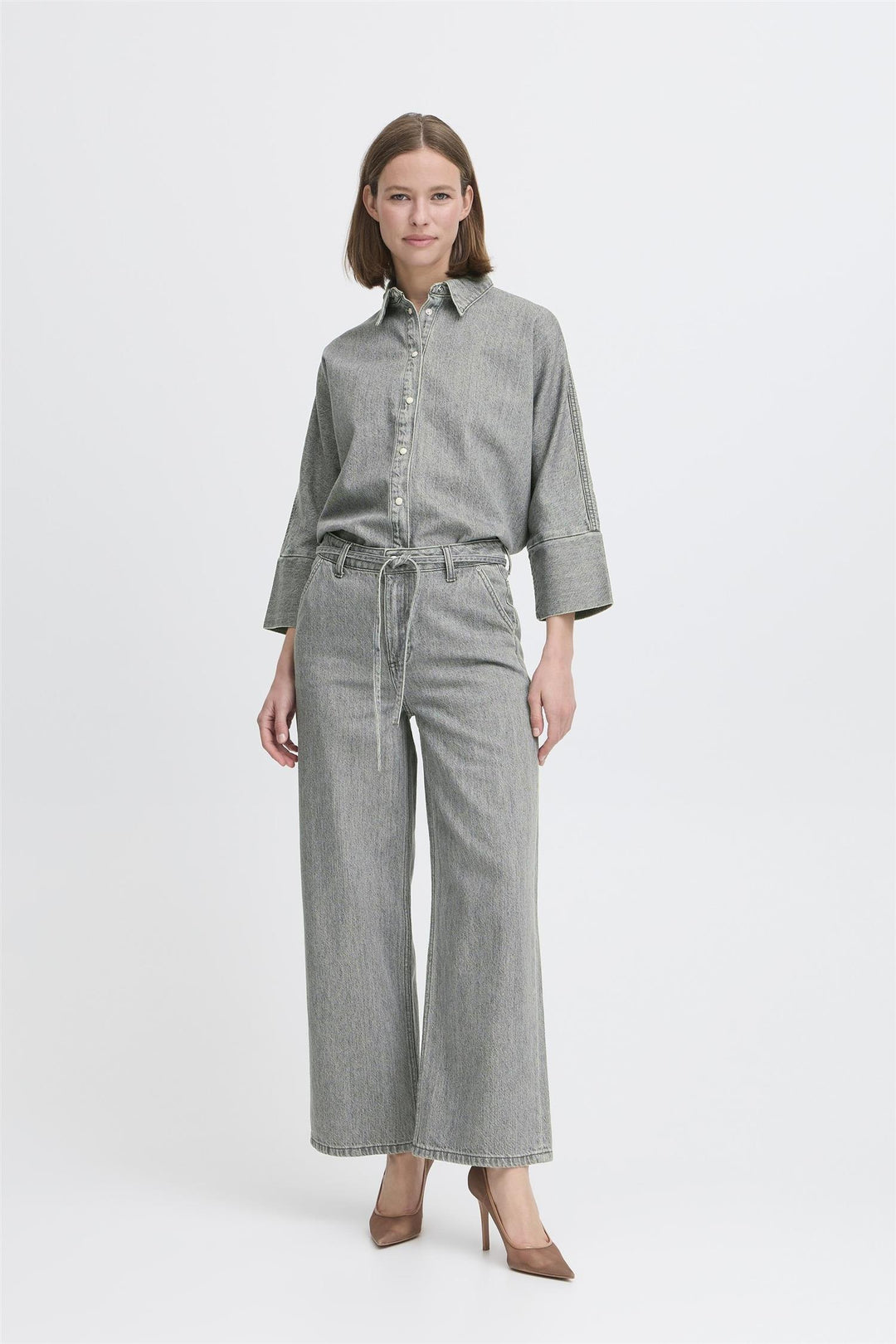 BYKIMU BELT JEANS 2 - Mid Grey Denim