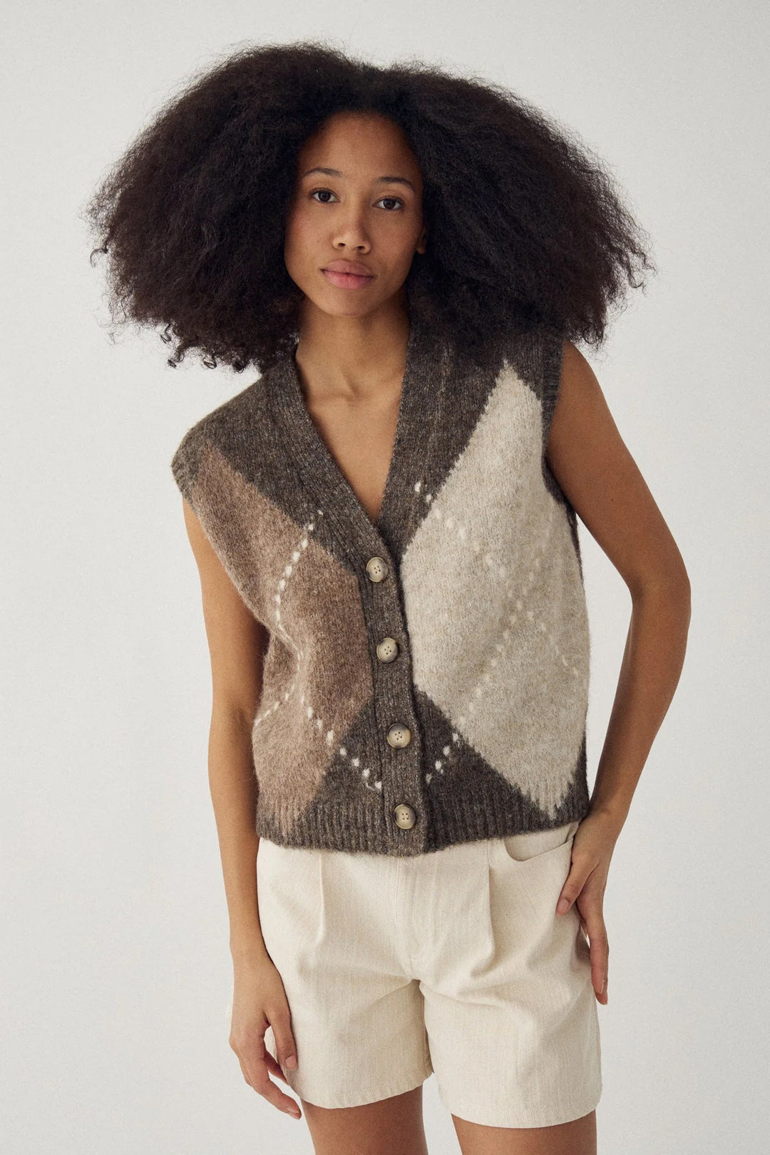 Laiana Knit Vest - Ash Brown Mix