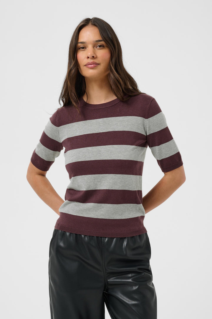KAlizza Striped Knit - Fudge/Grey Mel. Wide Stripe