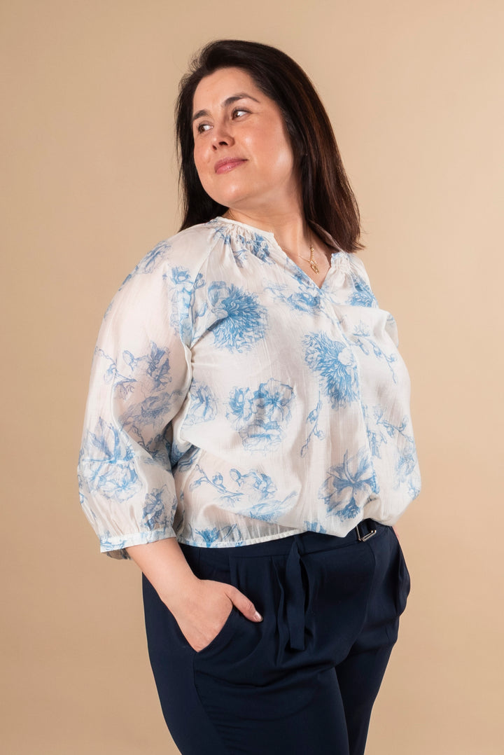 Evangelina Top - Blue Flower