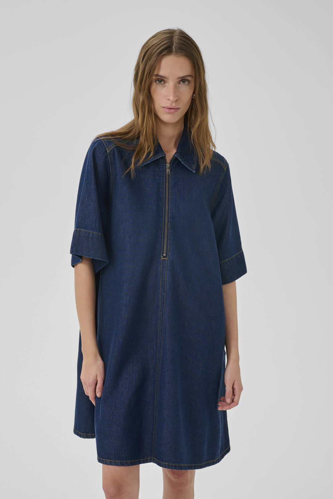 Malo 181 Short Zip-Dress - Dark Blue Un-Wash
