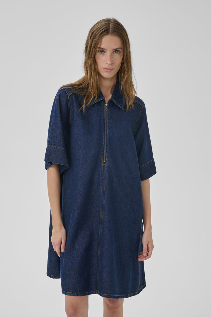Malo 181 Short Zip-Dress - Dark Blue Un-Wash