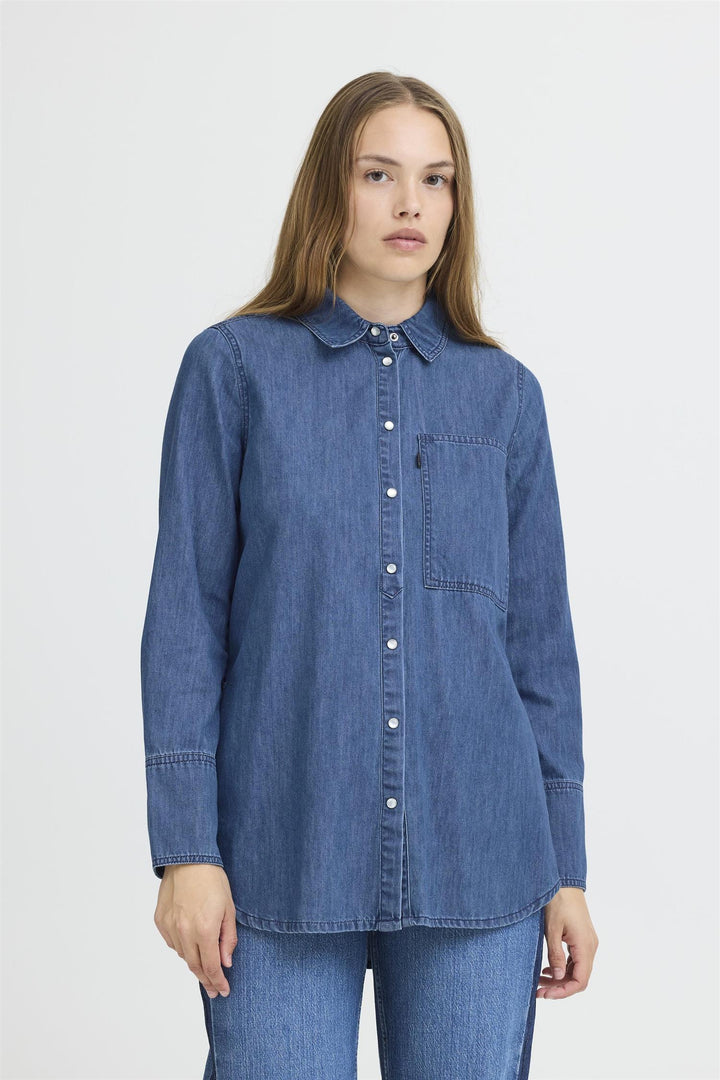 PZSYLVIE Shirt - Medium blue denim