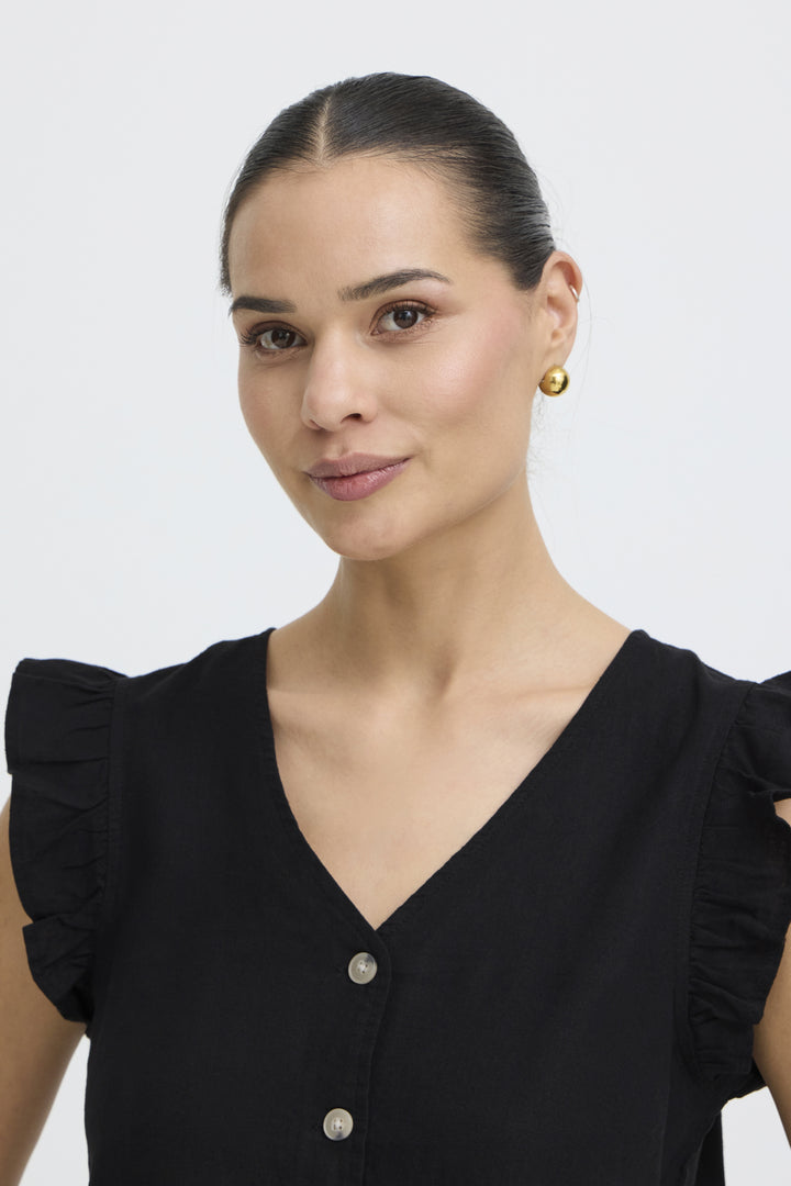 BYFALAKKA RUFFLE SHIRT - Meteorite