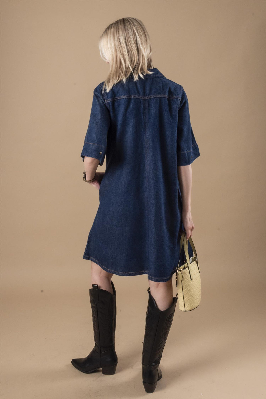 Malo 181 Short Zip-Dress - Dark Blue Un-Wash