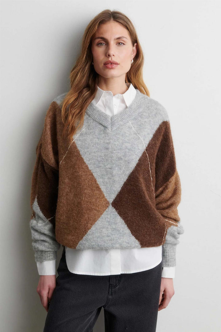 Forca Knit V-Neck - Lt Grey Mel