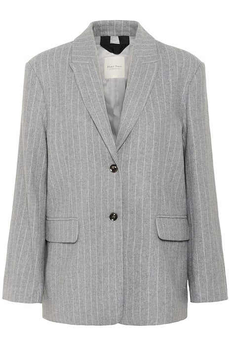 Somaya Blazer - Medium Grey Pinstripe