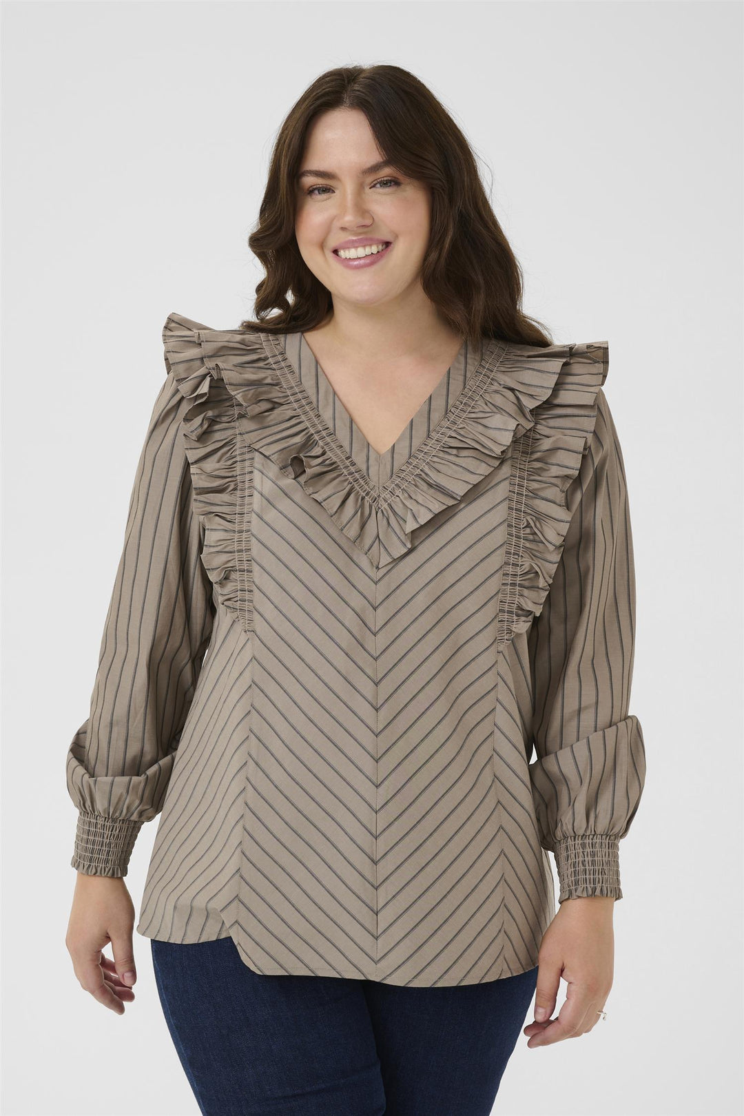 KCjerria Blouse - Morel / Black Coffee Stripe