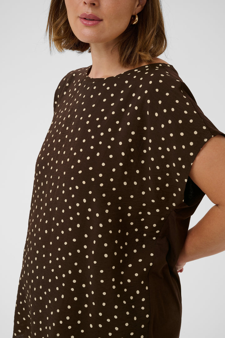 KCmila Printed Blouse - Coffee Bean Turtledove Dot