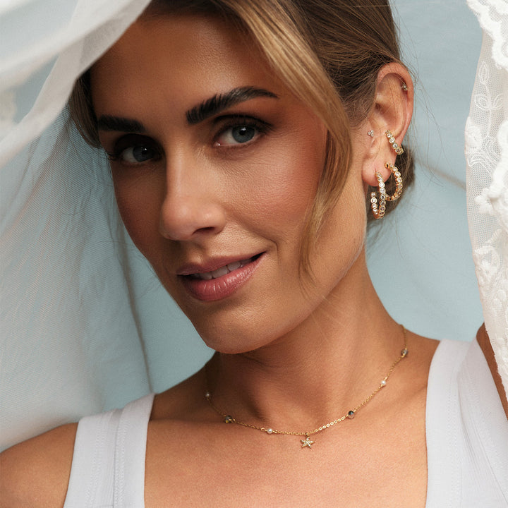 Halo Mini Hoops by Tone Damli - Gold/Crystal