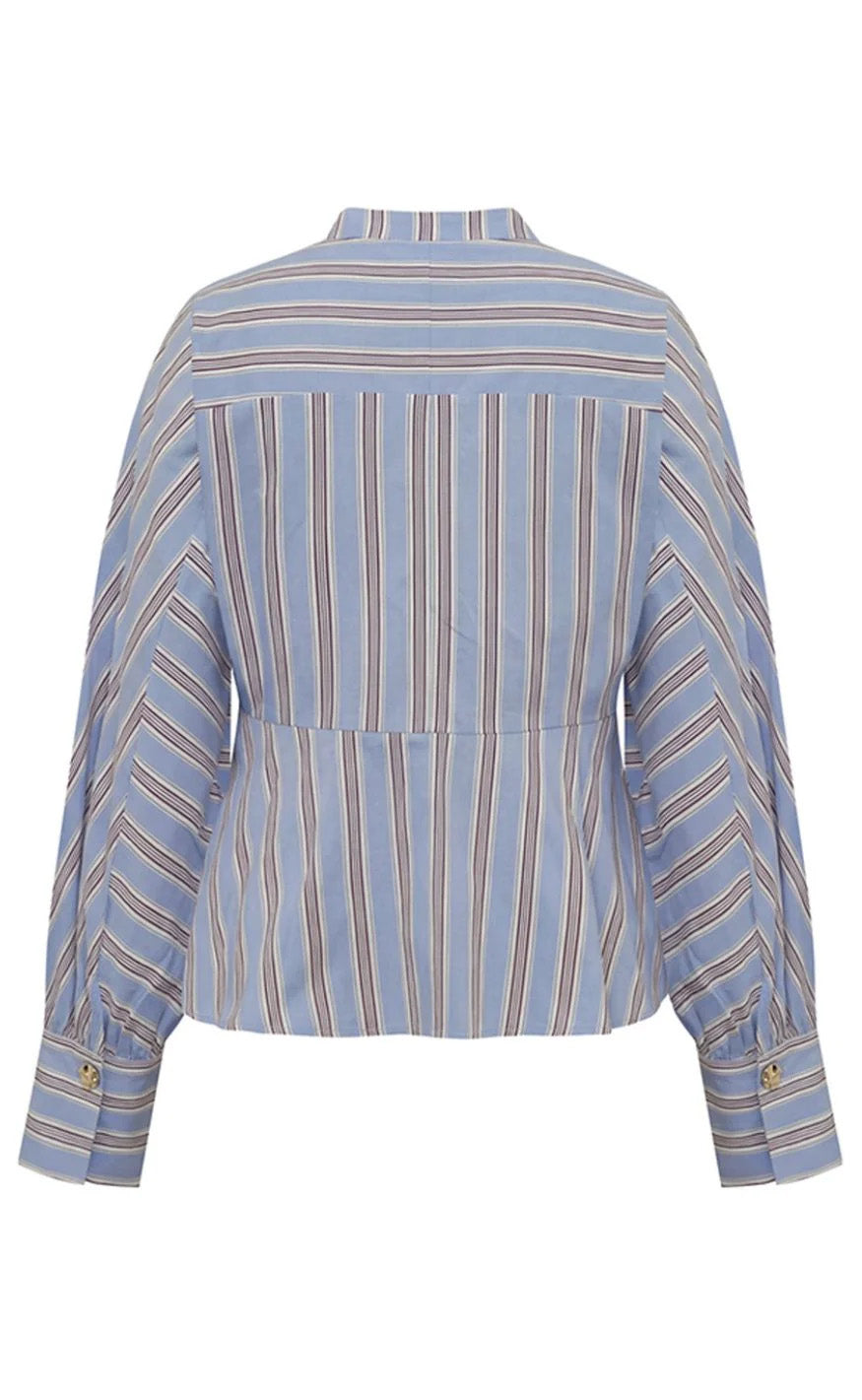 MieGO Blouse - Blue/Brown Stripe
