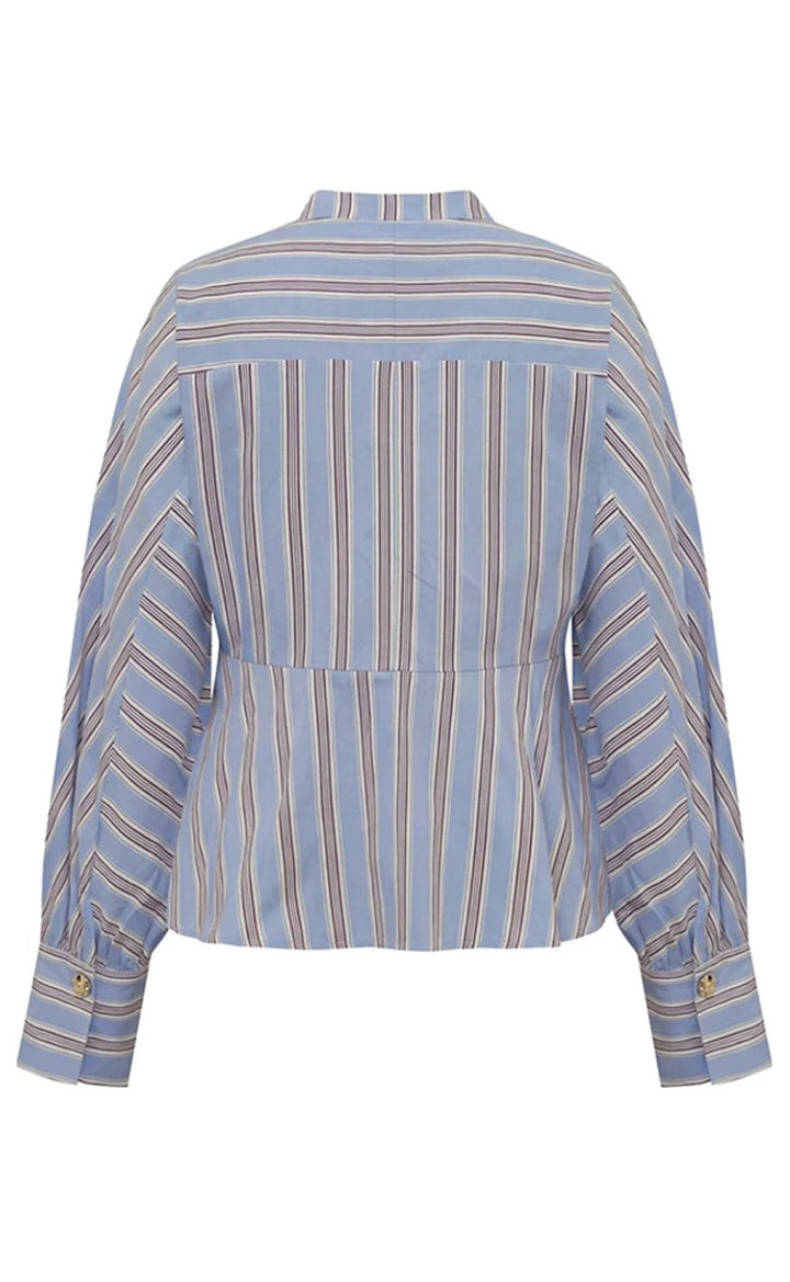 MieGO Blouse - Blue/Brown Stripe