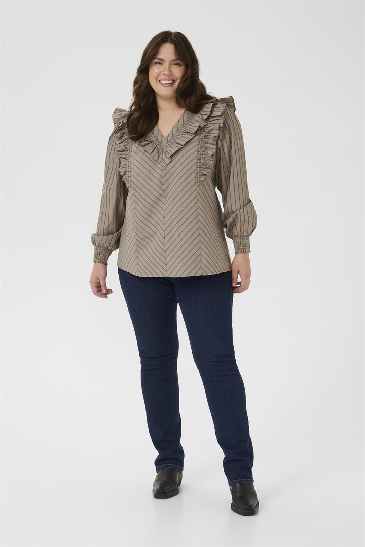 KCjerria Blouse - Morel / Black Coffee Stripe