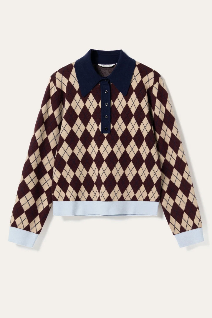 Makayla Knit - Diya Burgundy Check