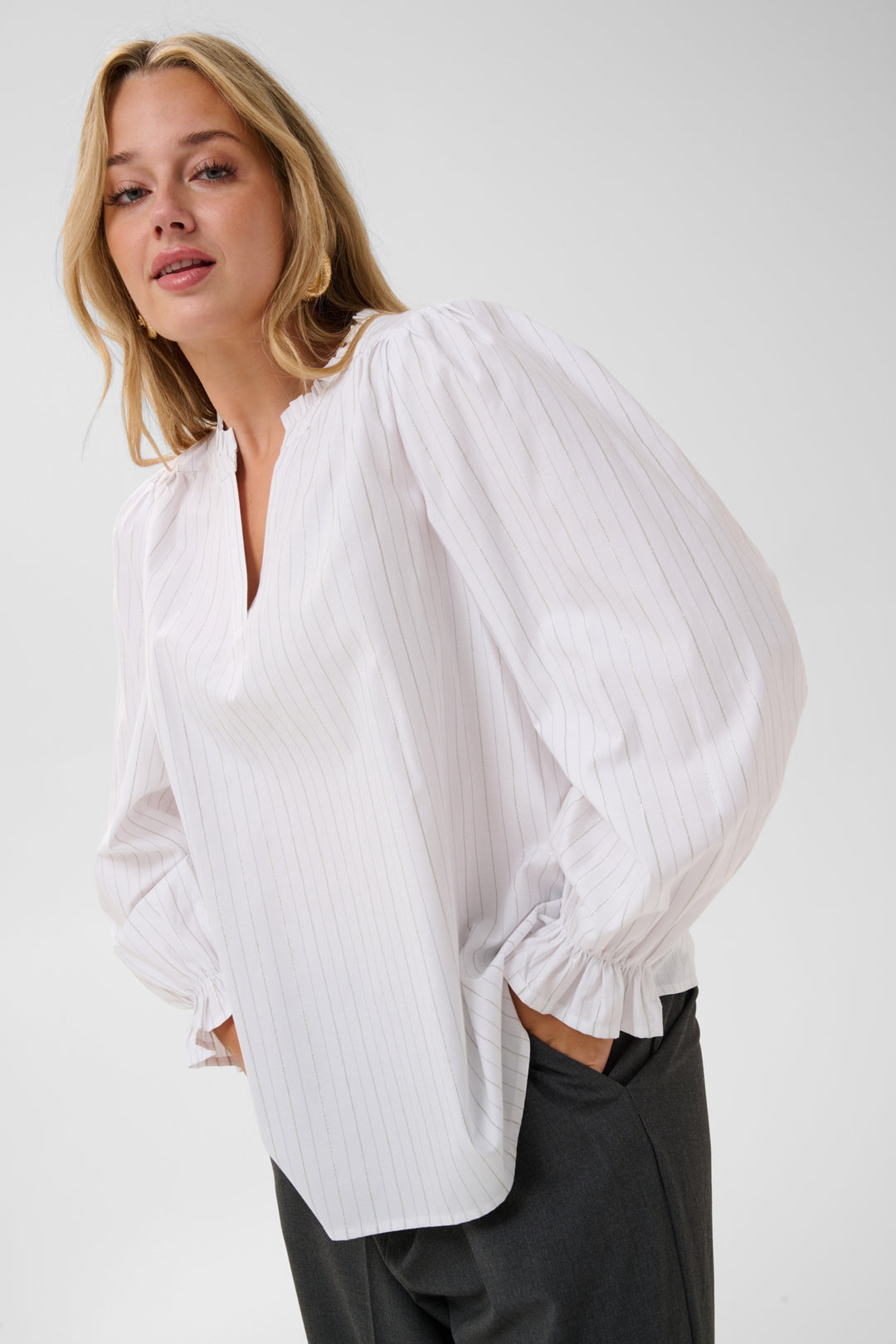 KCellia Blouse - Chalk/silver stripe