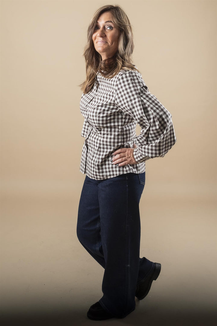 Haima Fitted Shirt - GINGHAM CHOKO TORT/PEARL IVORY