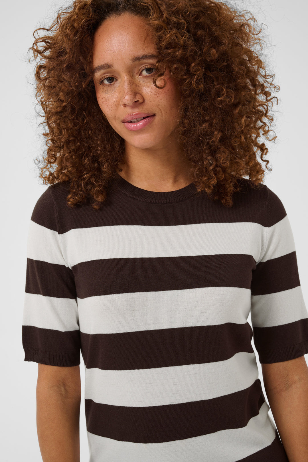KAlizza Striped Knit - Coffee Bean/Chalk Wide Stripe