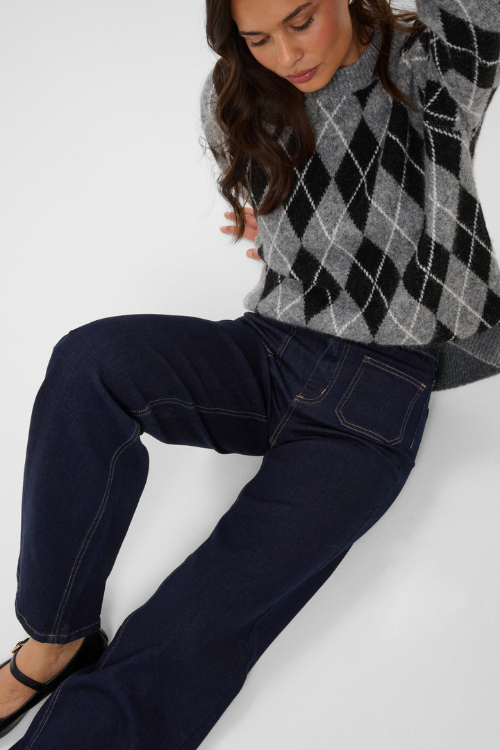 KAbrook HighWaist Reg Fit Jeans - Dark blue unwashed denim