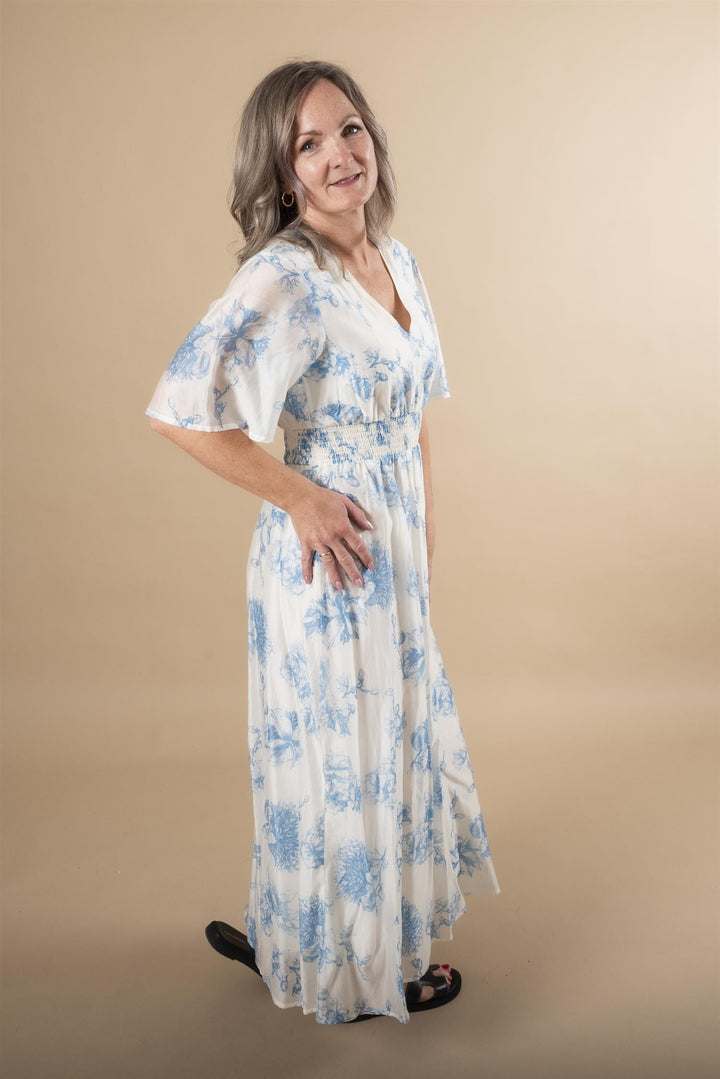 Evangelina Dress - Blue Flower