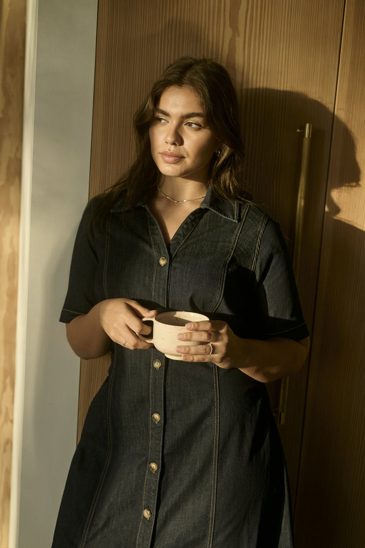 KCmally Denim Dress - Raw blue denim