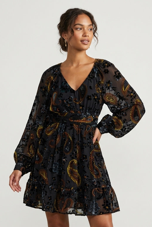Fione Paisley Dress - Black