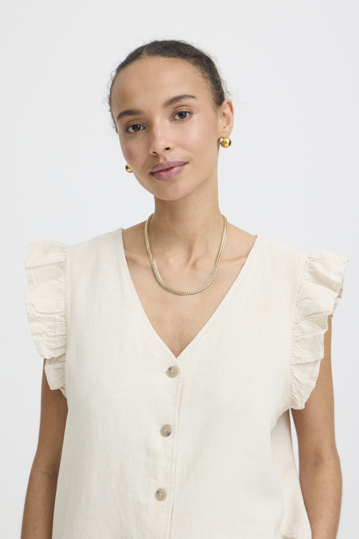 BYFALAKKA RUFFLE SHIRT - Rainy Day Melange