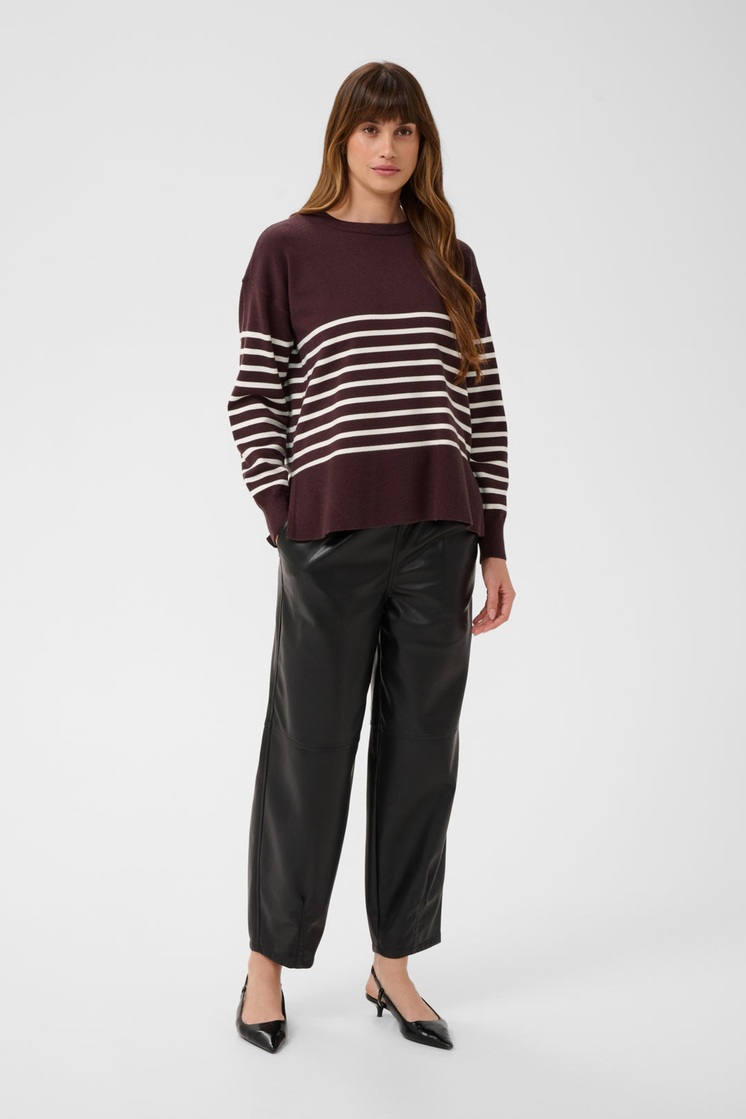 KAlimone Pullover Knit - Fudge/Chalk Stripe