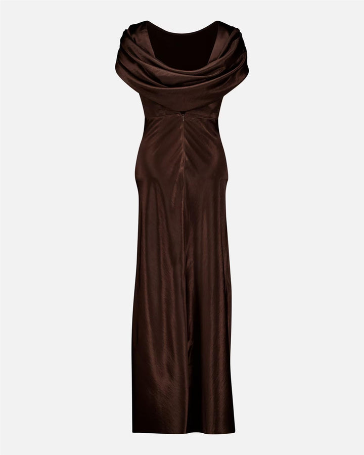 Amaris Heavy Satin Maxidress - Chocolate