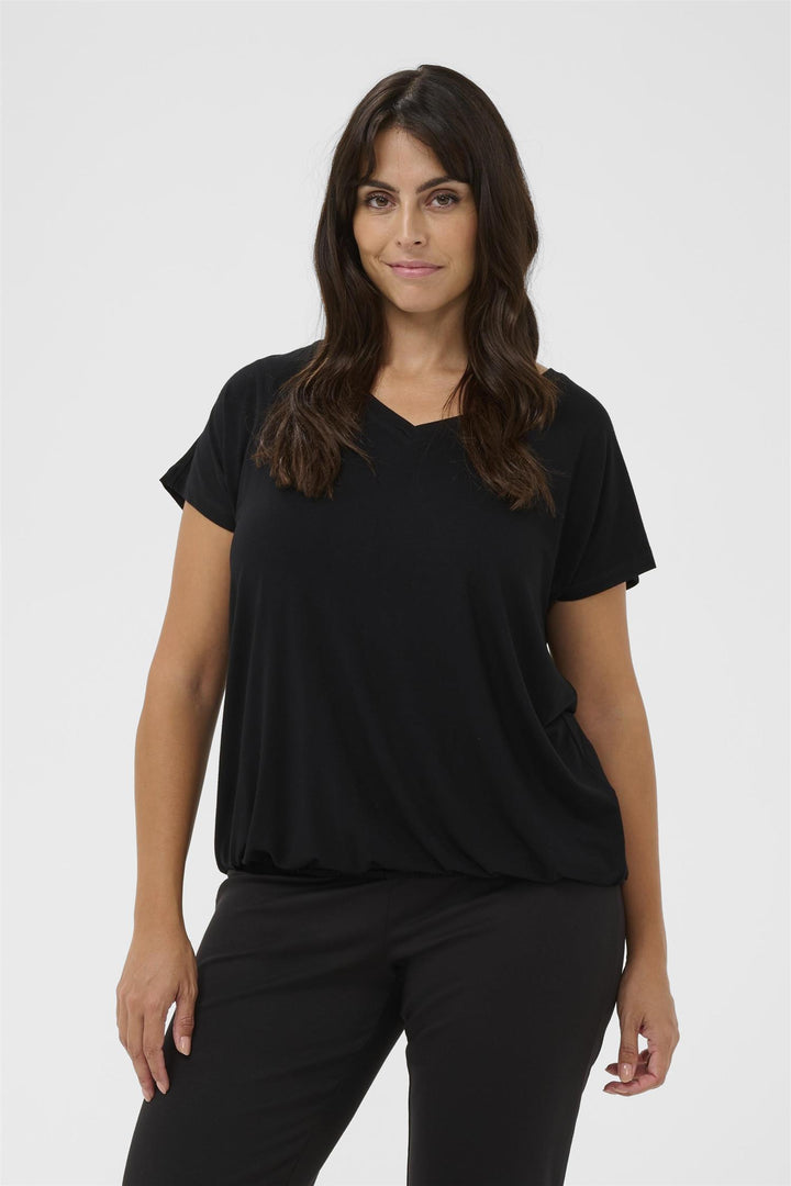 KCjena V-neck T-Shirt - Black Deep