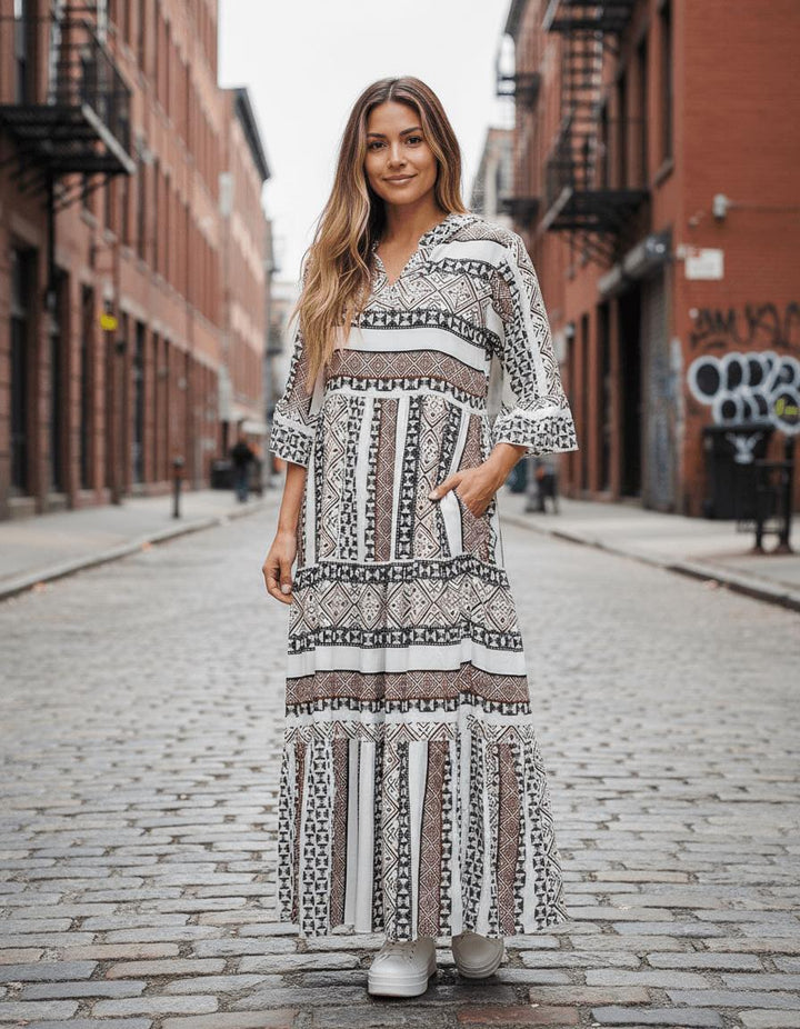 Malani Willow Maxidress - Offwhite/Brown